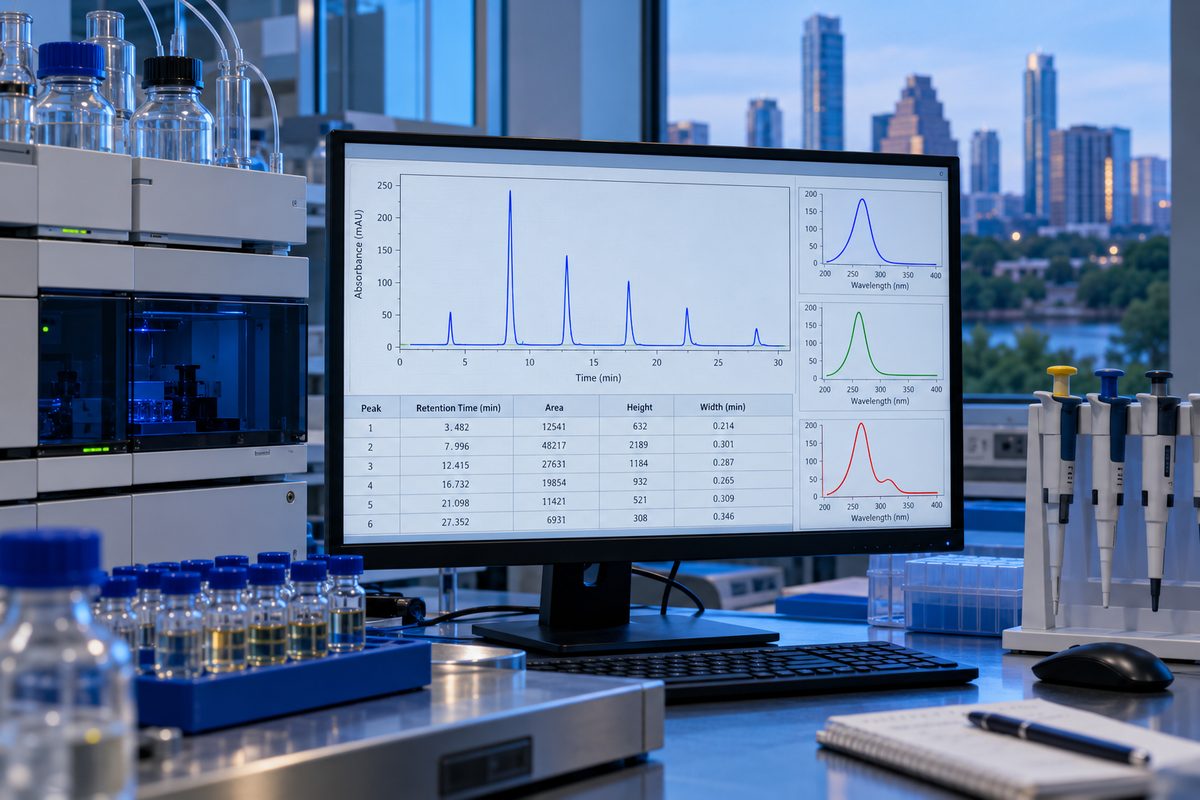 High-performance liquid chromatography assay verification of active formulation purity and batch stability
