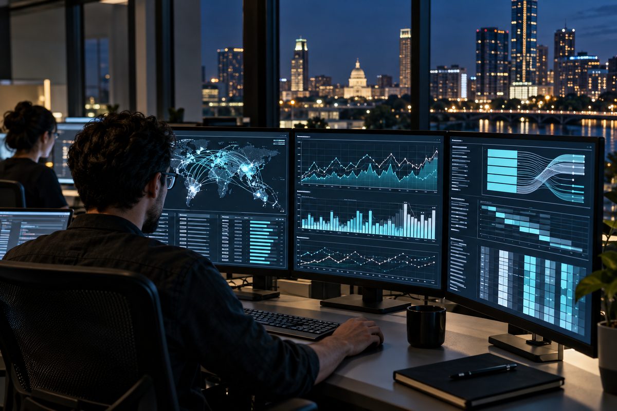 Data governance monitor displaying Consent Mode v2 telemetry and privacy states