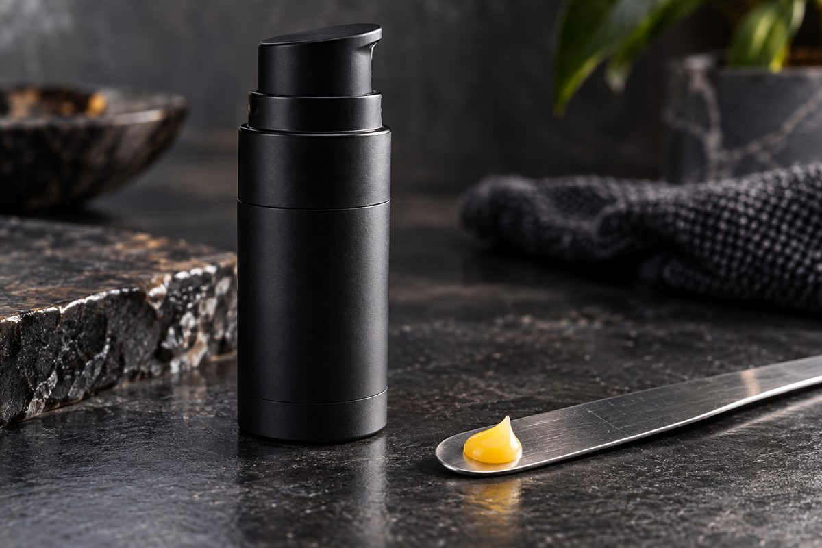 0.1% Micro-encapsulated retinaldehyde night renewal emulsion with signature yellow active drop